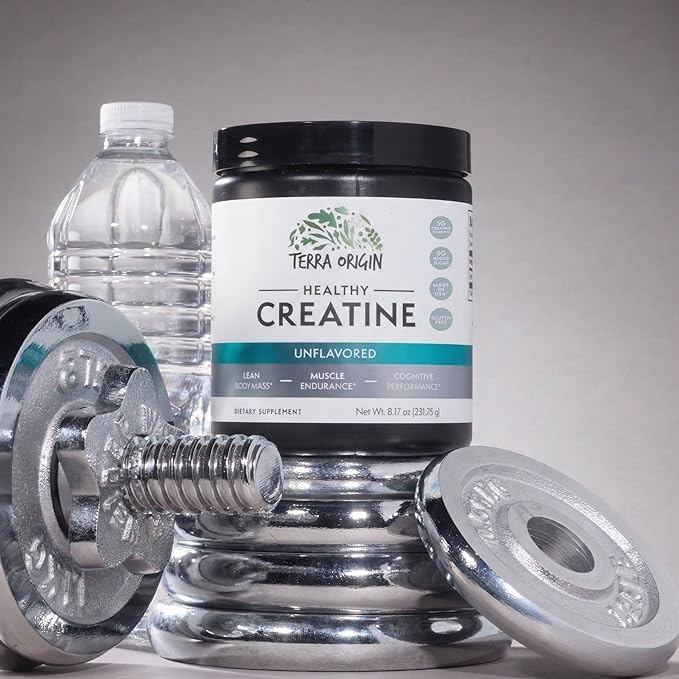 TERRA ORIGIN Creatine Monohydrate Powder | 45 Servings | Micronized Creatine Supplement | Unflavored, Pure Creatine for Women & Men | Gluten Free, Sugar Free, Made in USA