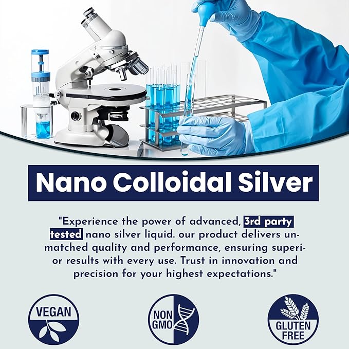 Optivida Colloidal Silver Liquid - 10 PPM Liquid Silver Immune Support, Pure Nano Silver Hydrosol Liquid for Family Wellness - Natural Silver Water for Adults & Kids, Non-GMO, 3rd Party Tested - 32 Oz