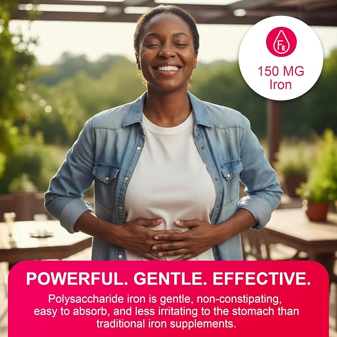 Pharmaris i-max Iron Supplement 150 mg, Vitamin C 250 mg & B12 1000 mcg, Iron Supplement for Women & Men, No Artificial Dyes, Vegan, Once Daily, 30 Capsules