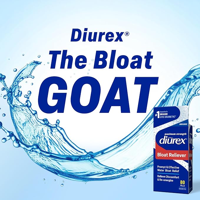 Diurex Ultra Re-Energizing Water Pills - Relieve Water Bloat - Feel Better & Less Heavy - 80 Count