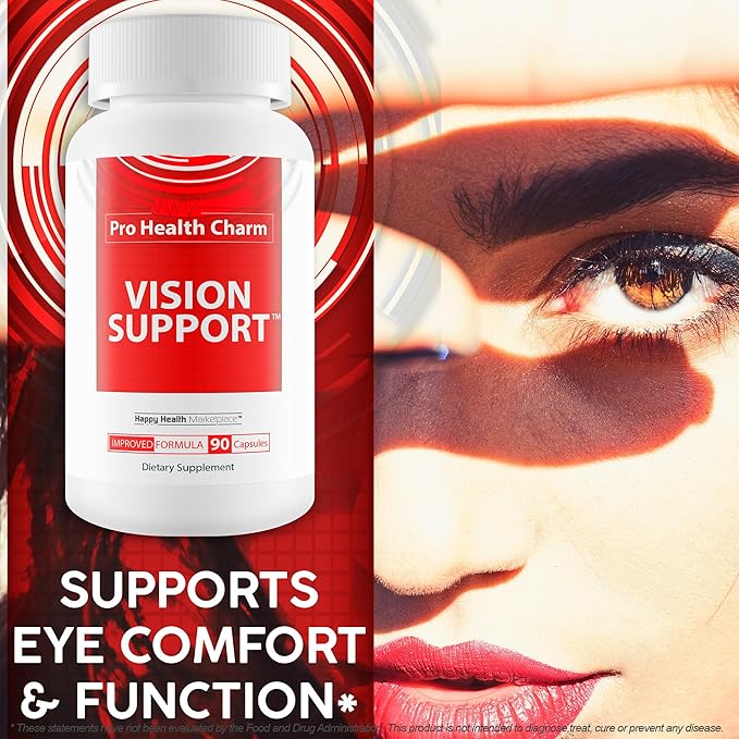Pro Health Charm Vision Support - Improved Formula - Our Best Vision Pills For Eyes - Eye Vitamins For Vision Focus - Natural Vision Pills Eye Supplements For Adults 50 Blurry Vision Improvement Pills