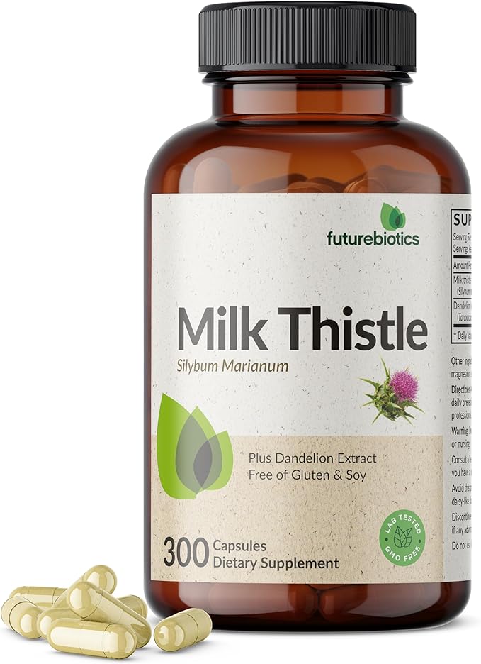 Futurebiotics Milk Thistle Silymarin Marianum & Dandelion Extract Liver Health Support, Antioxidant Support, Detox, 300 Capsules