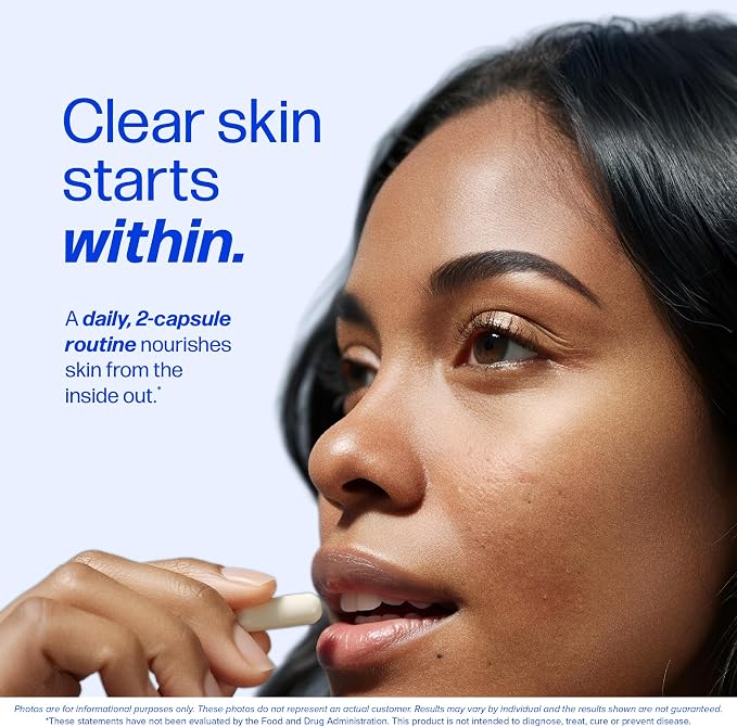 Clear Skin Supplement with Zinc, DIM & Probiotics | Doctor-Formulated | 3-in-1 Hormone, Gut & Complexion Support | Triple Action Hyaluronic Acid & Vitamins for Skin Balance & Glow Support | 120 Ct