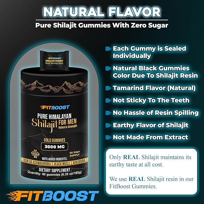 Sundried Himalayan Natural Shilajit Gummies for Men or Women 60 Days Supply of Shilajit for Men Gummies Extra Strength 3000mg Added Benefits Rich in Fulvic Acid 85+ Trace Minerals NO Sugar
