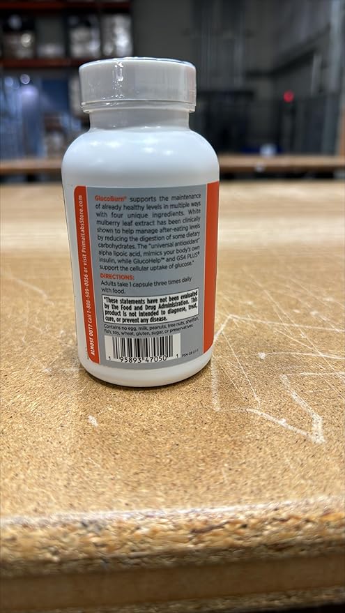 Primal Labs GlucoBurn Support Supplement with White Mulberry Leaf Extract and Alpha Lipoic Acid, 90 Veg capsules