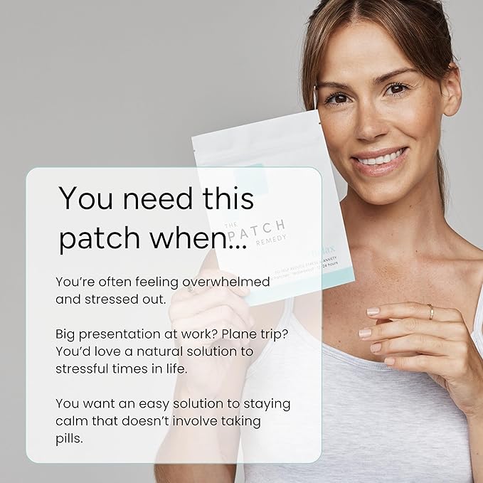 The Patch Remedy Relax Patch | L-Theanine, Lemon Balm, Valerian, Ashwagandha, Passionflower | 30 Patches