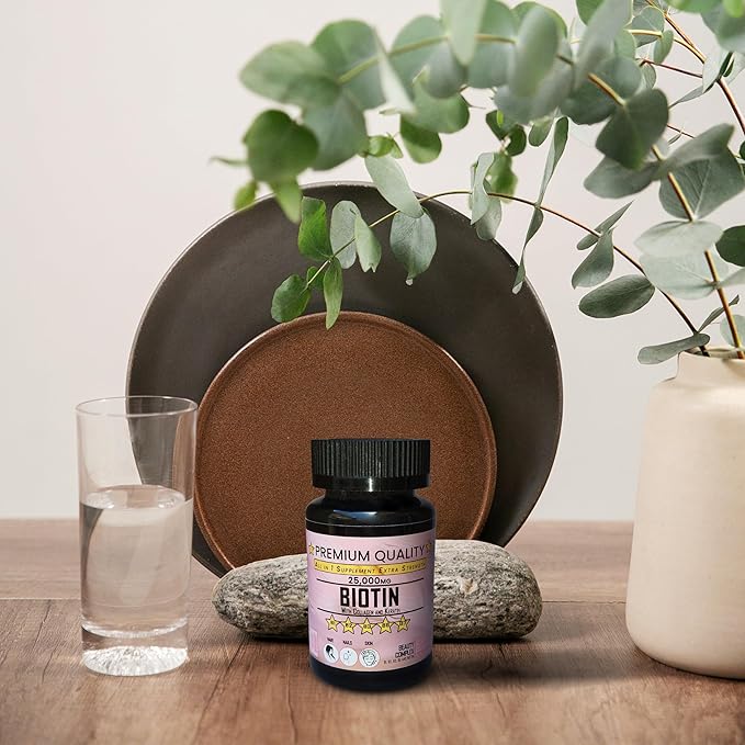 Biotin with Collagen and Keratin Complex, 25000 MG, Beauty Supplement with B Vitamins, 60 Veggie Capsules