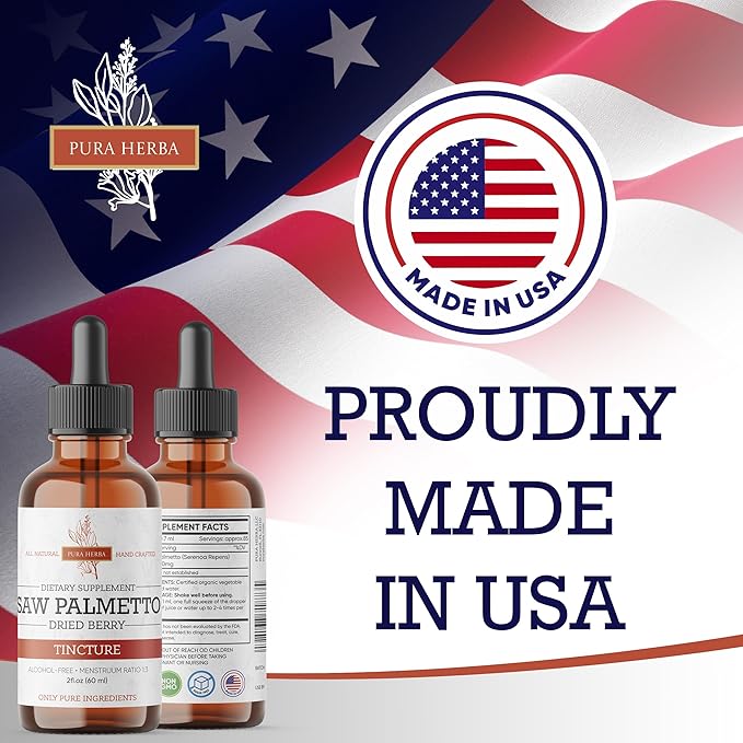 Saw Palmetto Tincture | Premium Alcohol-Free Herbal Extract from Saw Palmetto Berries | Liquid Botanical Supplement | Traditional Herbal Formula | Made in USA - 2 oz (60 ml)