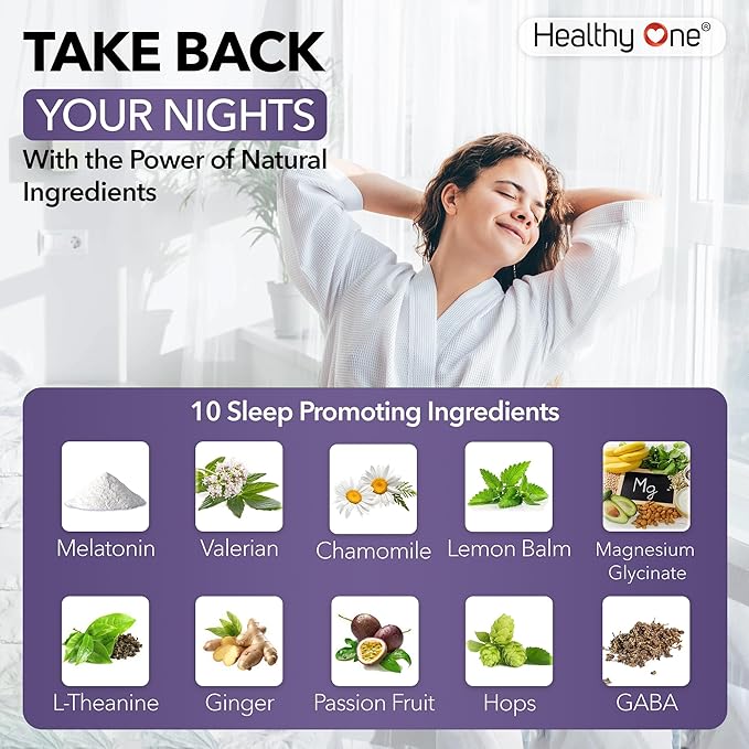 Healthy Sleep - 10 REM Inducing Ingredients - Supports All Stages of Deep Rest - Can't Sleep - Restless - Melatonin - Valerian - Chamomile - Theanine - GABA - Hops - Lemon Balm - 120 Count