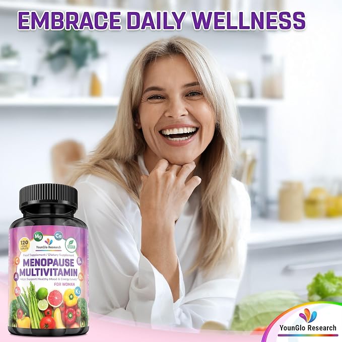 Menopause Supplement - 120 Vegan Caplets - Menopause & Perimenopause Relief Support - Food and Dietary Vitamins - Multivitamin for Women