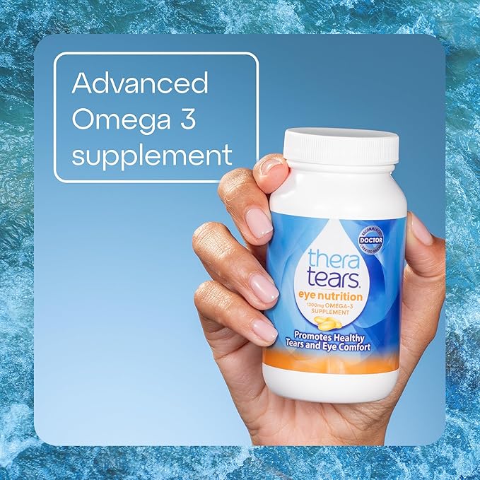 TheraTears Omega 3 Supplement for Eye Care, 1200mg Fish Oil and Organic Flaxseed Oil with Vitamin E, 180 Count