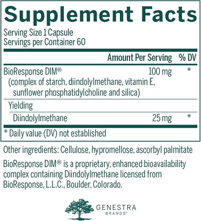 Genestra Brands D.I.M. | Diindolylmethane (D.I.M.) Formulation | 60 Capsules