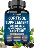 StrongVit Cortisol Supplements for Women and Men with Magnesium, Ashwagandha & L-Theanine. High Cortisol Reducer, Manager, Detox, Lower and Control. Sleep Support & Stress Relief, USA (120 Capsules)