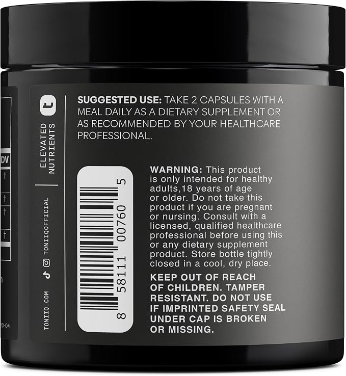 Toniiq Ashwagandha – 40:1 Concentrated Extract – 325 mg Withanolides per Serving – Wild Harvested in India – Highly Bioavailable with Black Pepper – Third-Party Tested – 120 Capsules
