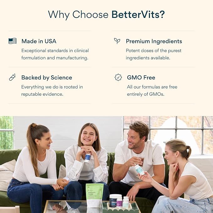 Bettervits Vitamin D3 5000 IU for Women and Men | with High Strength K2 Vitamins for Immune Support and Bone Health | Vitamin D Supplements with Calcium Absorption | 60 Vegetarian Capsules