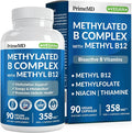 Methylated B Complex with Methylfolate and B12 Methylcobalamin 1000 mcg - Methylated Multivitamin for Energy, Brain Function, and Wellness - Vitamin B Complex for Men & Women (90 Servings) (Pack of 1)