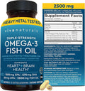 Triple Strength Omega 3 Fish Oil Supplement for Men and Women – 2500 mg High-Potency, Easy-to-Absorb Re-esterified Triglyceride Form, Pescatarian-Friendly DPA EPA DHA Omega 3 Supplement, 180 Softgels