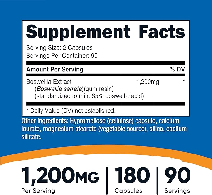 Nutricost Boswellia Extract 180 Capsules for 90 Servings Per Bottle - Gluten Free and GMO Free, Vegan