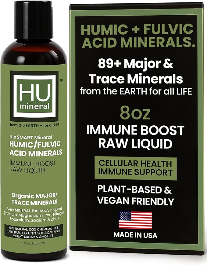 Fulvic Acid Trace Minerals Drops for Water - Raw Liquid Ionic Minerals with Humic Acid & Electrolytes - Energy, Immune & Gut Support, Detox - Vegan Plant-Based Concentrate - 8 oz