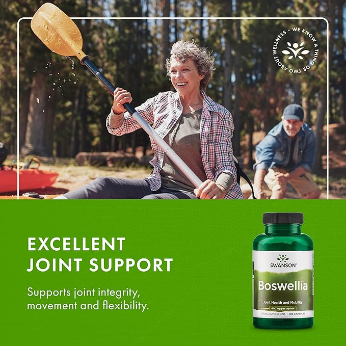 Swanson Boswellia Joint Flexibility Movement Support Ayurvedic Herb (boswellia serrata resin) 400 mg per Capsule 800 mg per Serving 100 Count