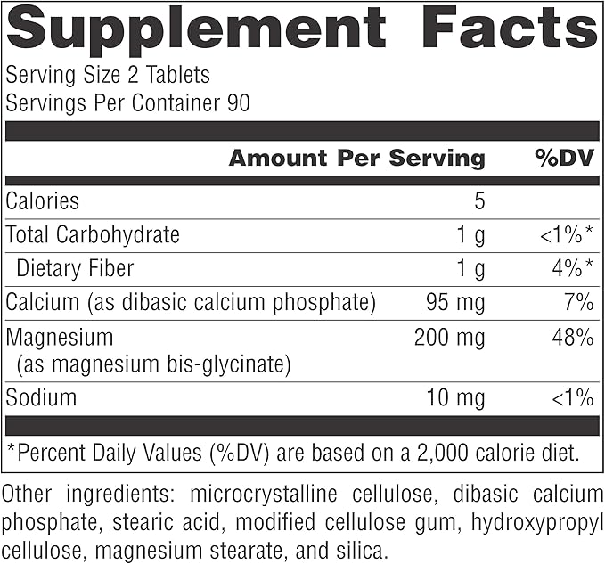 Source Naturals Magnesium Glycinate, Chelated for high Absorption | for Calm Energy, Bone & Heart Support*, 200 mg per Serving - 180 Tablets