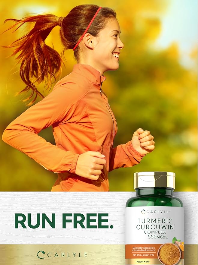 Carlyle Turmeric Curcumin 550mg | 60 Vegetarian Capsules | High Absorption with 95% Curcuminoids and CurcuWin Extract | Non-GMO & Gluten Free Supplement
