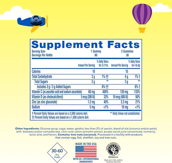 L’il Critters Immune C Daily Gummy Supplement Vitamin for Kids, for Vitamin C, D and Zinc for Immune Support, Orange, Lemon, Strawberry and Cherry Flavors, 190 Gummies (Packaging May Vary)