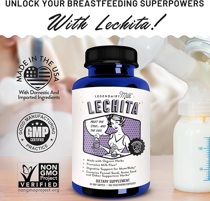 Legendairy Milk Lechita, Supports Milk Flow, Organic Fenugreek Free Breastfeeding Supplement, Organic Fennel & Anise, Made in USA, 180 Vegan Capsules