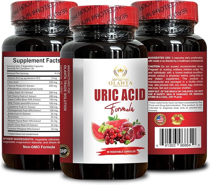 URIC Acid - Support Normal Uric Acid with Tart Cherry Extract, Uric Acid Flush & Joint Support Pills, Advanced Uric Acid Control - 1 Bottle 60 Capsules