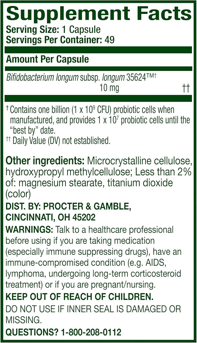 Align Probiotic, 24/7 Digestive Support*§, Probiotics for Women and Men, Probiotics for Digestive Health, Men and Womens Probiotic Capsules Help Relieve Occasional Bloating & Gas*, 49 Capsules