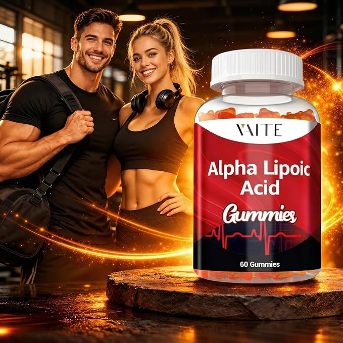 VAITE Alpha Lipoic Acid Gummies 1000mg, ALA Supplement for Brain & Nerve Support, Antioxidant, Energy – Non-GMO, Vegan, Gluten-Free – 60 Chewables for Vitality and Comfort for Men & Women