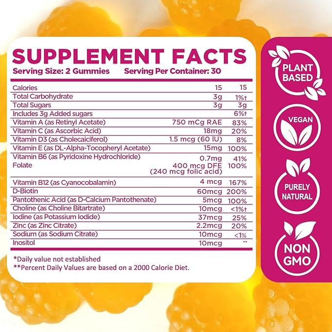 Aromlife Postpartum Hair Loss Gummies for Women Stronger Hair, Postpartum Hair Gummies with Biotin, Folate, Zine, Vitamin E, B6 & B12, 60 Count Vegan Breastfeeding-Friendly Postnatal Vitamins Gummy