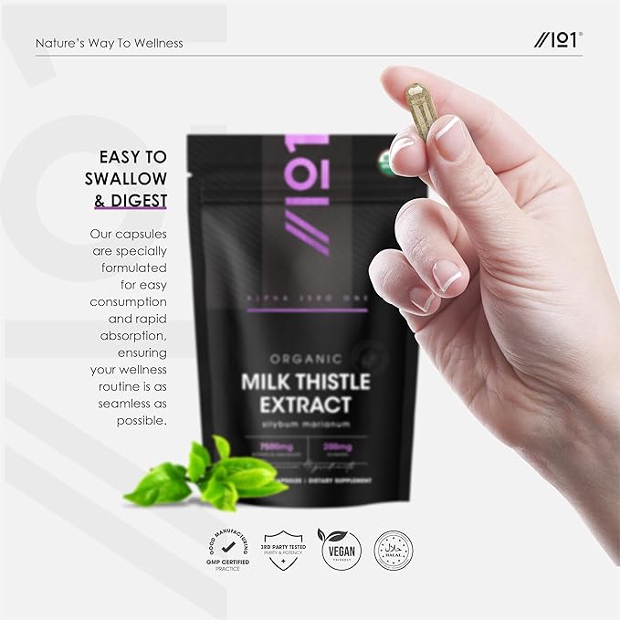 Organic Milk Thistle Extract – 80% Silymarin Flavonoids (200mg) – 60 Vegan Capsules - Standardized and Concentrated 30X Extract
