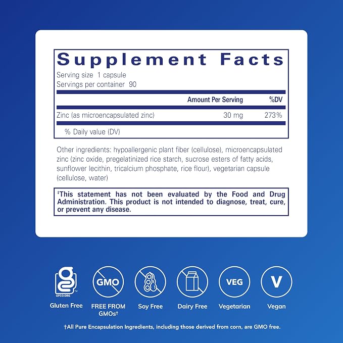 Pure Encapsulations UltraZin Zinc | Enhanced Absorption Mineral Support for Metabolism and Immune Health* | 90 Capsules
