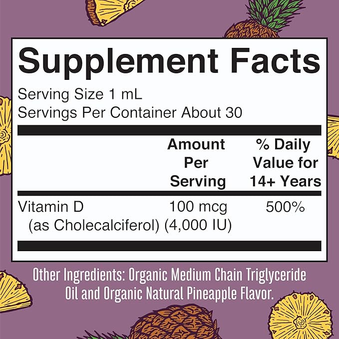 MARYRUTH'S Vitamin D3 Liquid Drops | Megadose 4000 IU | USDA Organic Liquid Vitamin D Spray for Adults & Kids | Immune Support & Bone Health | Vegan | Gluten Free | Non-GMO | 30 Servings