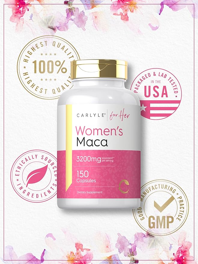 Carlyle Maca Root Capsules for Women | 150 Count | Non-GMO, Gluten Free Supplement | for Her