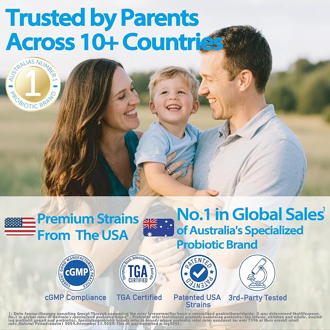 Life-Space Children Immune Support Probiotic, 2 Month Serving, Clinically Proven to Relieve Common Cold Symptoms, 12 Billion CFU, 6 in 1 Kids Probiotic for Digestive & Immune Health, 60 Grams
