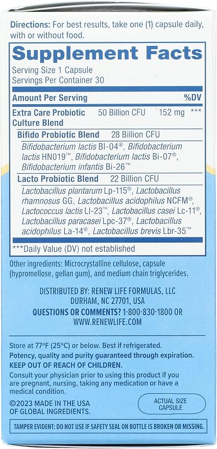 Renew Life Ultimate Flora Extra Care Probiotic 50 Billion, 30 Ct