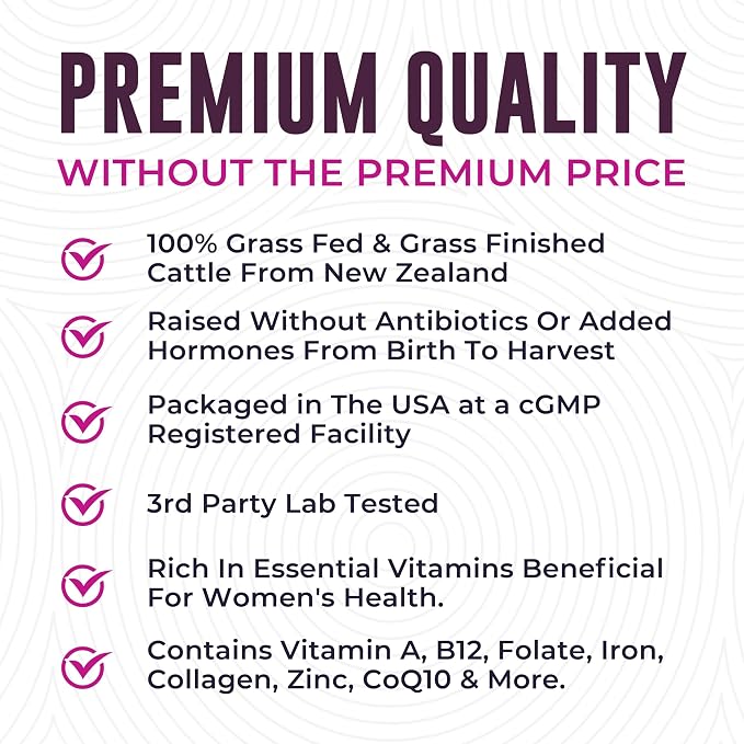 Beef Organ Supplement for Women - Beef Liver, Kidney, Heart and Uterus Tissue, Supports Women's Overall Energy and Health - Pasture Raised in New Zealand - No Fillers or Flow Agents - 60 Capsules