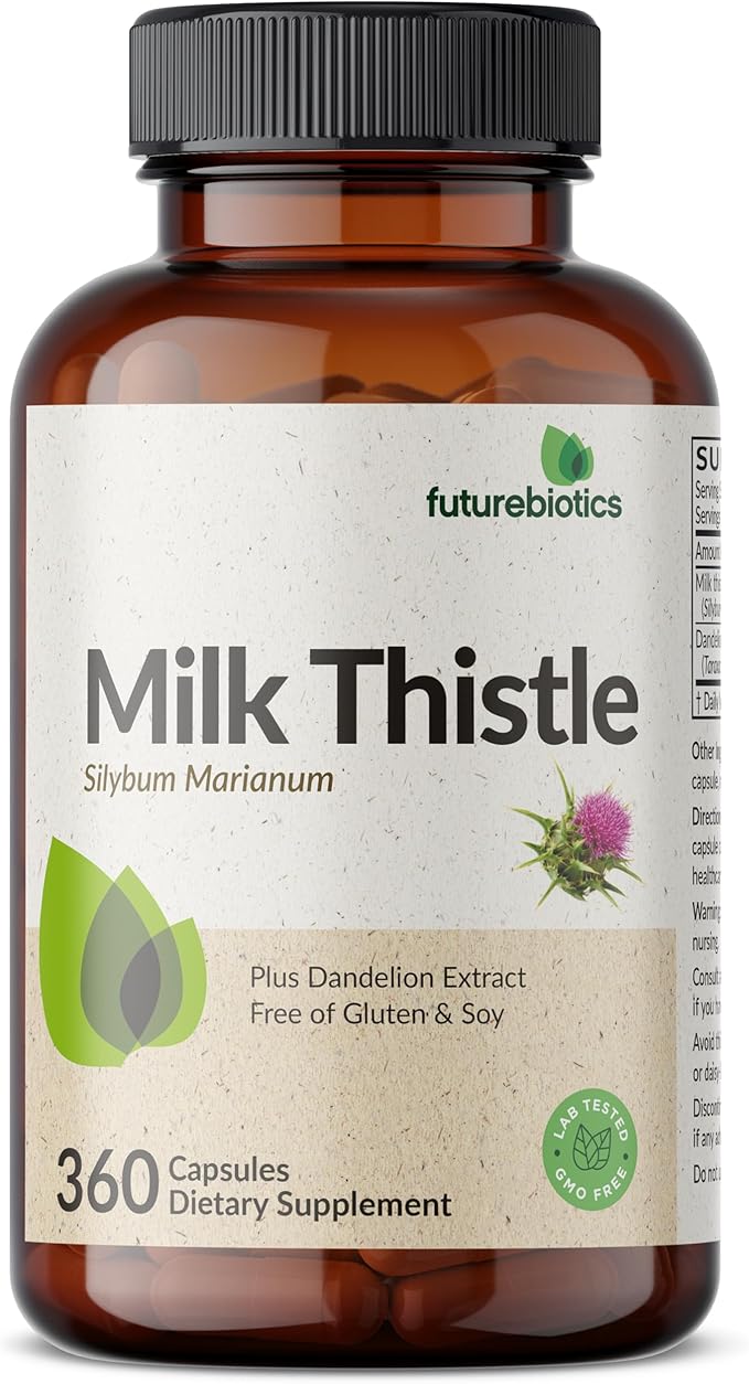 Futurebiotics Milk Thistle Silymarin Marianum & Dandelion Extract Liver Health Support, Antioxidant Support, Detox, 360 Capsules