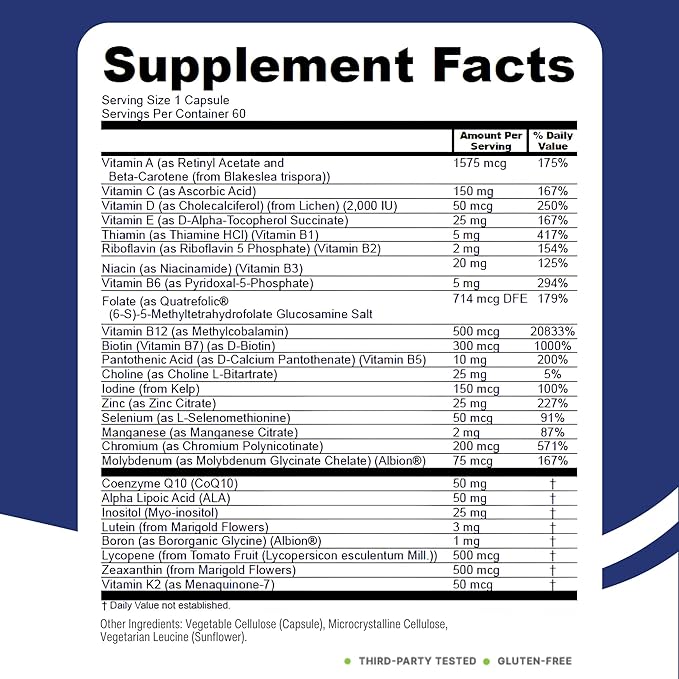 Power By Naturals Methyl Multi One – Iron-Free Methylated Multivitamin with 5-MTHF, Methyl B12 & CoQ10 – Methylation Support for Men & Women – Vegan, Non-GMO – 60 Capsules (2-Month Supply)