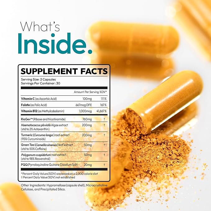O'blossom Forever Young NAD+ Supplement - Clinically Studied NMN Resveratrol Formula with NADH Supplement - Boosts NAD+ in 14 Days, Supports Healthy Aging, Cognitive Function & Mitochondrial Health