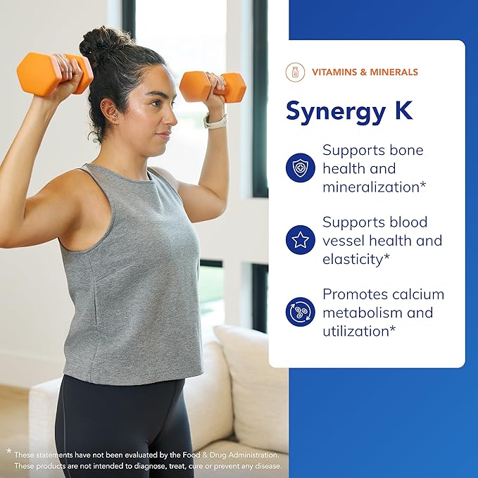 Pure Encapsulations Synergy K - with Vitamin K1, K2 & D3 - Supports Bones, Blood Vessels, Vascular Elasticity & Calcium Utilization* - Includes Cholecalciferol - Gluten Free & Non-GMO - 60 Capsules