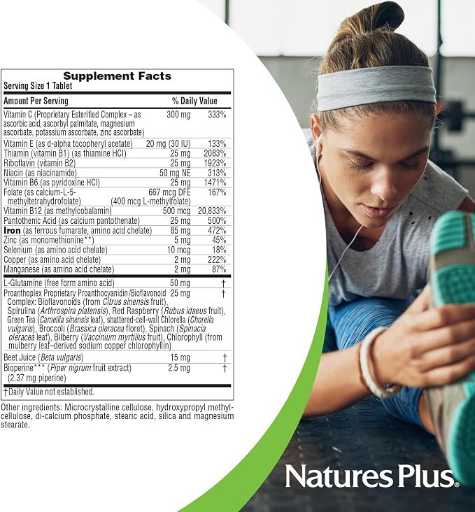 NaturesPlus Hema-Plex Iron - 60 Slow-Release Tablets - 85 mg Chelated Iron - Total Blood Health - With Vitamin C & Bioflavonoids - Non GMO, Vegetarian & Gluten Free - 60 Servings