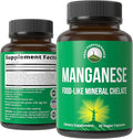 Manganese Supplement Food Like Mineral Chelated for Superior Absorption with Whole Food Blend of 25+ Fruits & Vegetables. Pure Trace Mineral Capsules for Connective Tissue, Bone Health, Enzyme Support