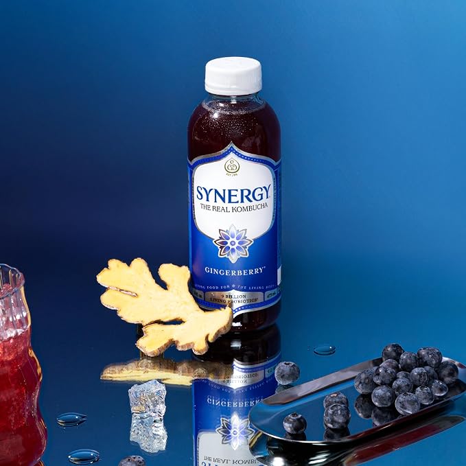 SYNERGY The Real Kombucha - Gingerberry - 16 fl oz Bottle - Raw Probiotic Drink for Gut Health and Immune Support