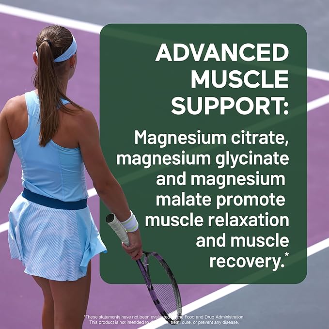 Smarter Nutrition Magnesium Complex - Chelated Magnesium Glycinate with Citrate, Malate and L-Theanine for Sleep, Muscle Relaxation and Stress Support - Non-GMO - 60 Tablets[30DaySupply]