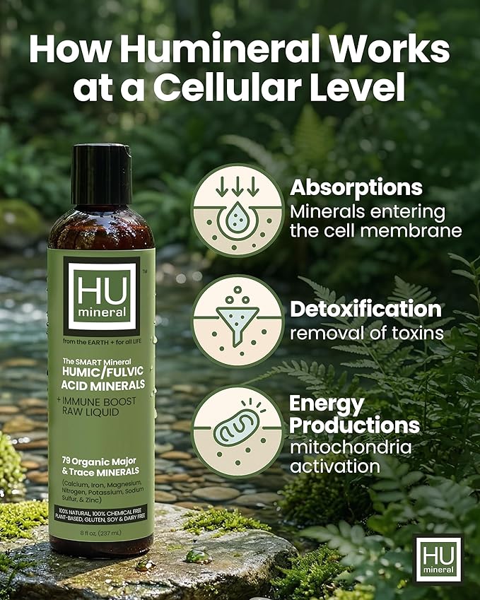 Fulvic Acid Trace Minerals Drops for Water - Raw Liquid Ionic Minerals with Humic Acid & Electrolytes - Energy, Immune & Gut Support, Detox - Vegan Plant-Based Concentrate - 8 oz