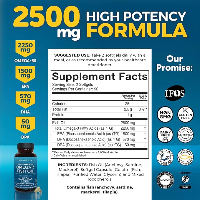 Viva Naturals 1250 mg Antarctic Krill Oil and 2,500 mg Triple-Strength Omega-3 Fish Oil Bundle, Providing Omega-3 EPA and DHA