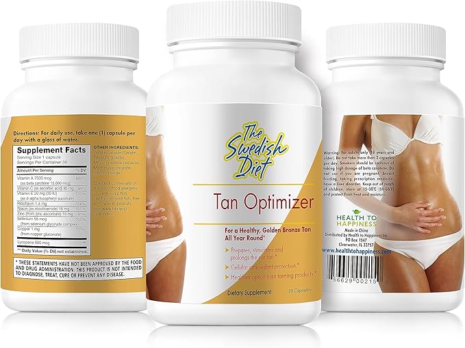 Tan Optimizer Tanning Pills – Beta Carotene & Antioxidant Skin Health Supplement with Lycopene for Radiant Skin – 30 Capsules